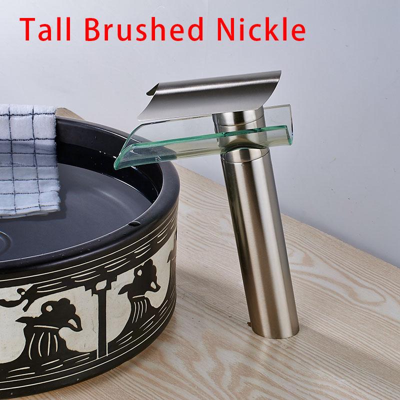 Смеситель для раковины в ванной комнате, стеклянный смеситель для раковины Torneira, смесители для горячей и холодной воды, водопадный смеситель для раковины со стеклом, короткий/высокий тип