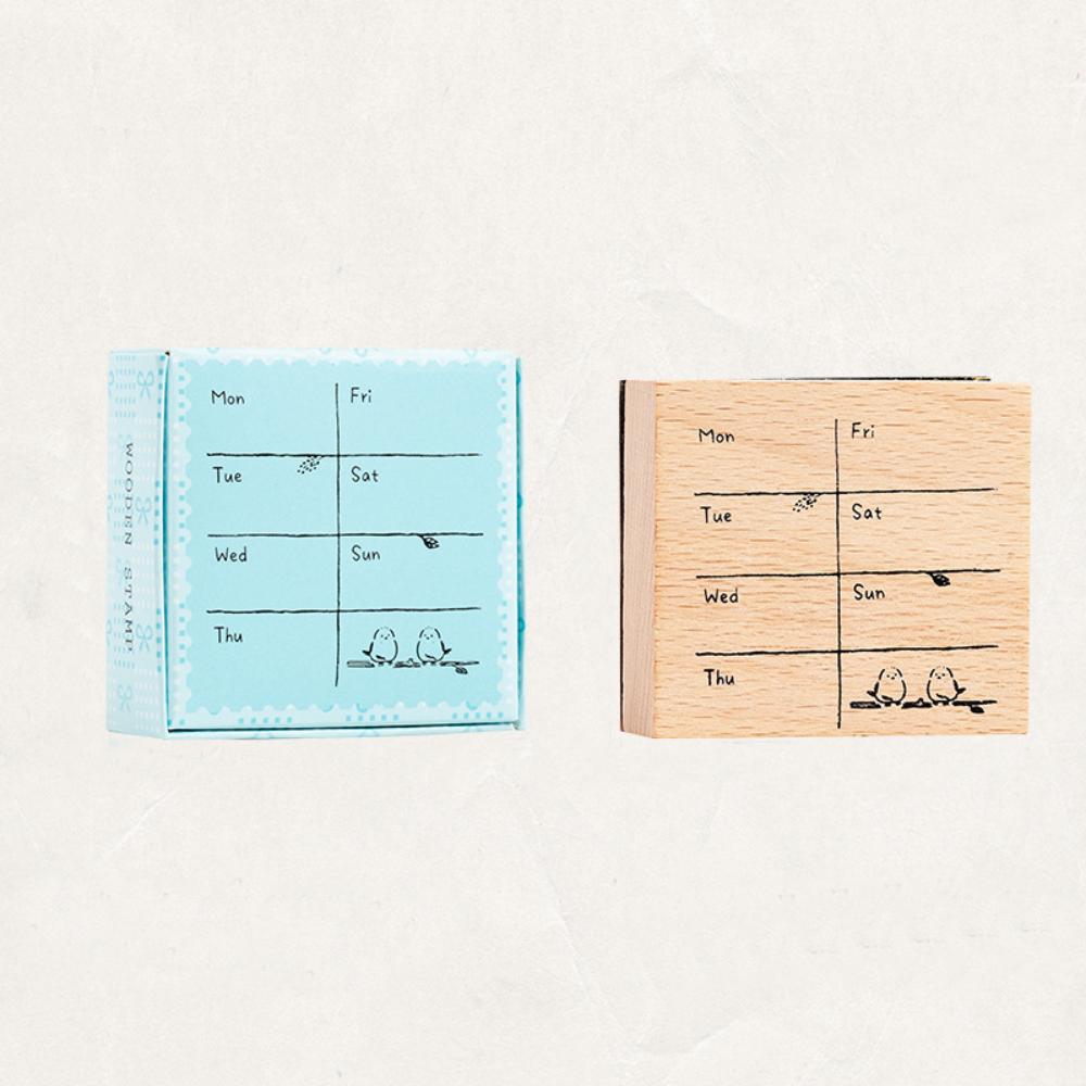 Portable Monthly Calendar Seal Wooden DIY Decorative Printing Stamp Seal Calendar Stamp Seal