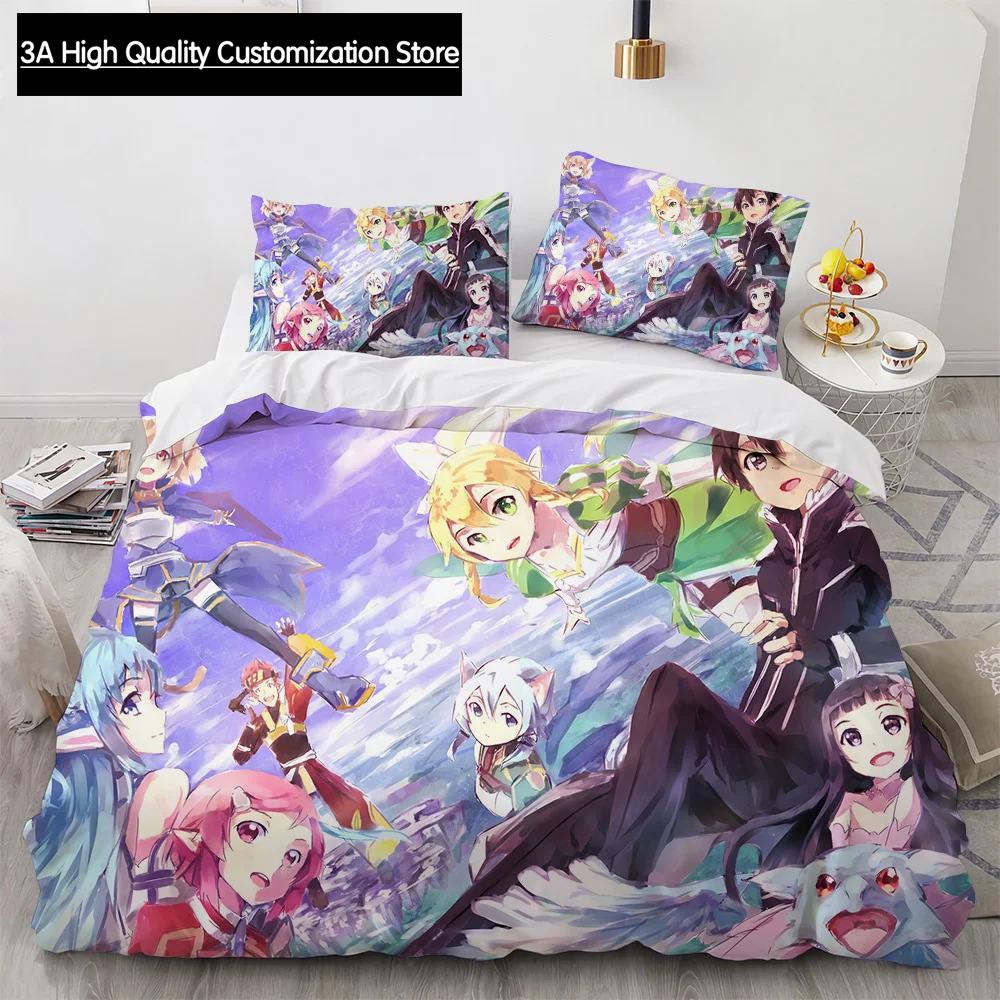 Набор постельного белья Sword Art Online Аниме Пододеяльники Размер King Queen Double Twin для Взрослых Мальчиков Постельное белье Односпальный Двуспальный Размер Декор Дом