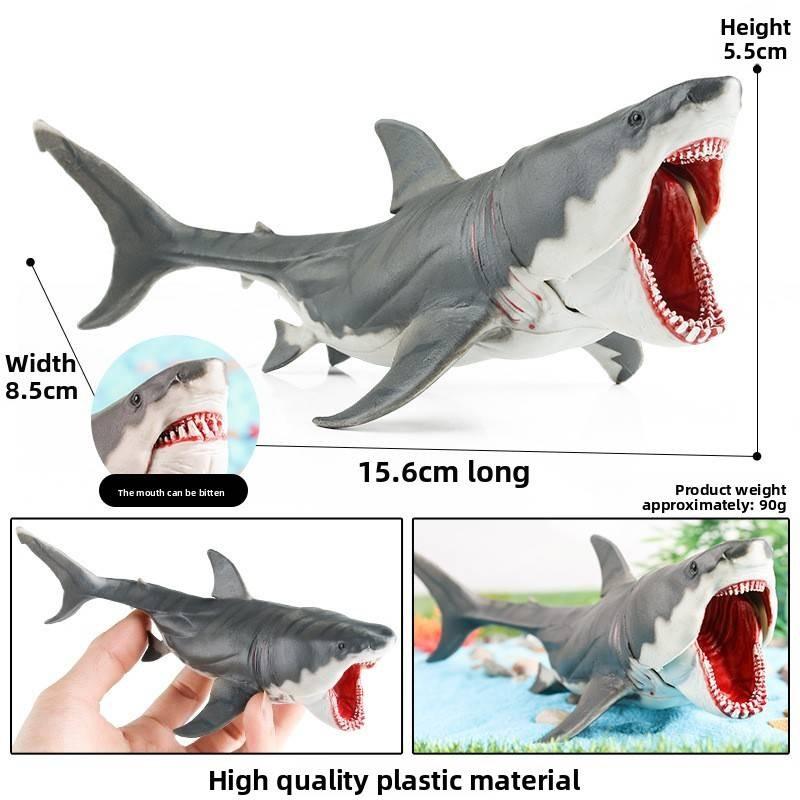 Marine Creature Model Large White Shark Toy With Biting Jaws For Educational Use