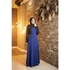 Indigo Hijab Evening Dress With Flower Pattern On The Front