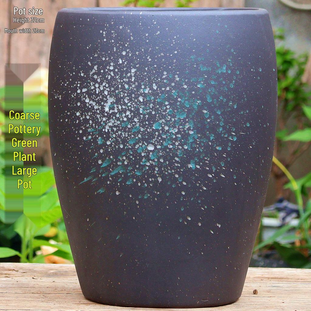 Vintage Ceramic Pot for Indoor/Outdoor Use – Large, Breathable Coarse Pottery for Green Plants, Tall Wide Mouth Design for Bougainvillea & Succulents