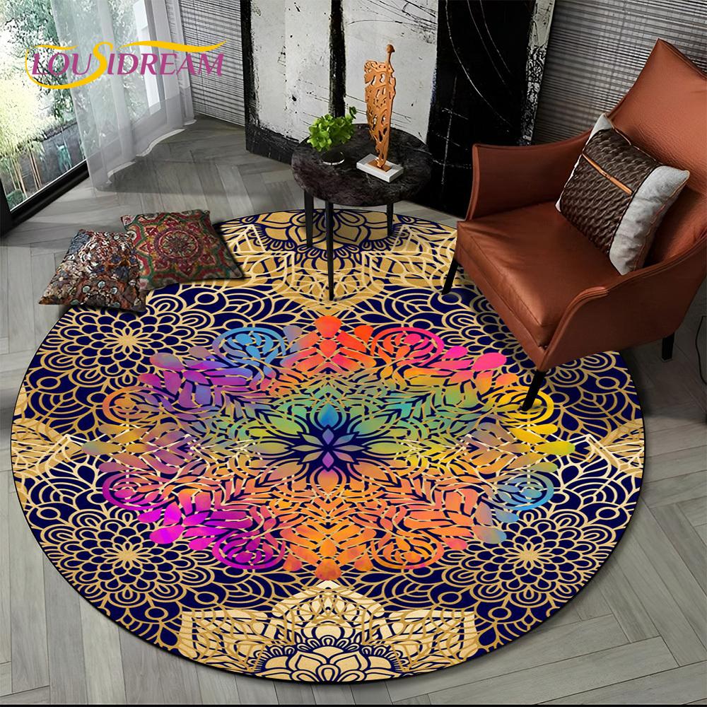 3D Meditation Mandala Bohemia nature Spirit Yoga Round Carpet Rug for Living Room Bedroom Child Decor,Pet Area Rug Non-slip Mat