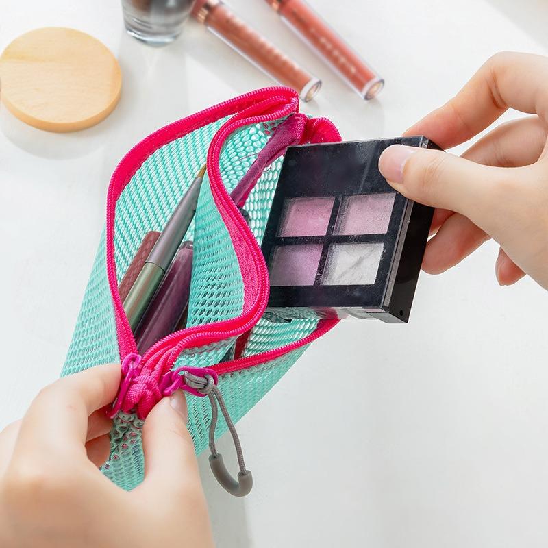 Цветная сетчатая сумка для хранения с двойной молнией, двухслойный портативный кошелек для монет, квадратный сетчатый кошелек для монет, дорожный органайзер, сумка для переноски
