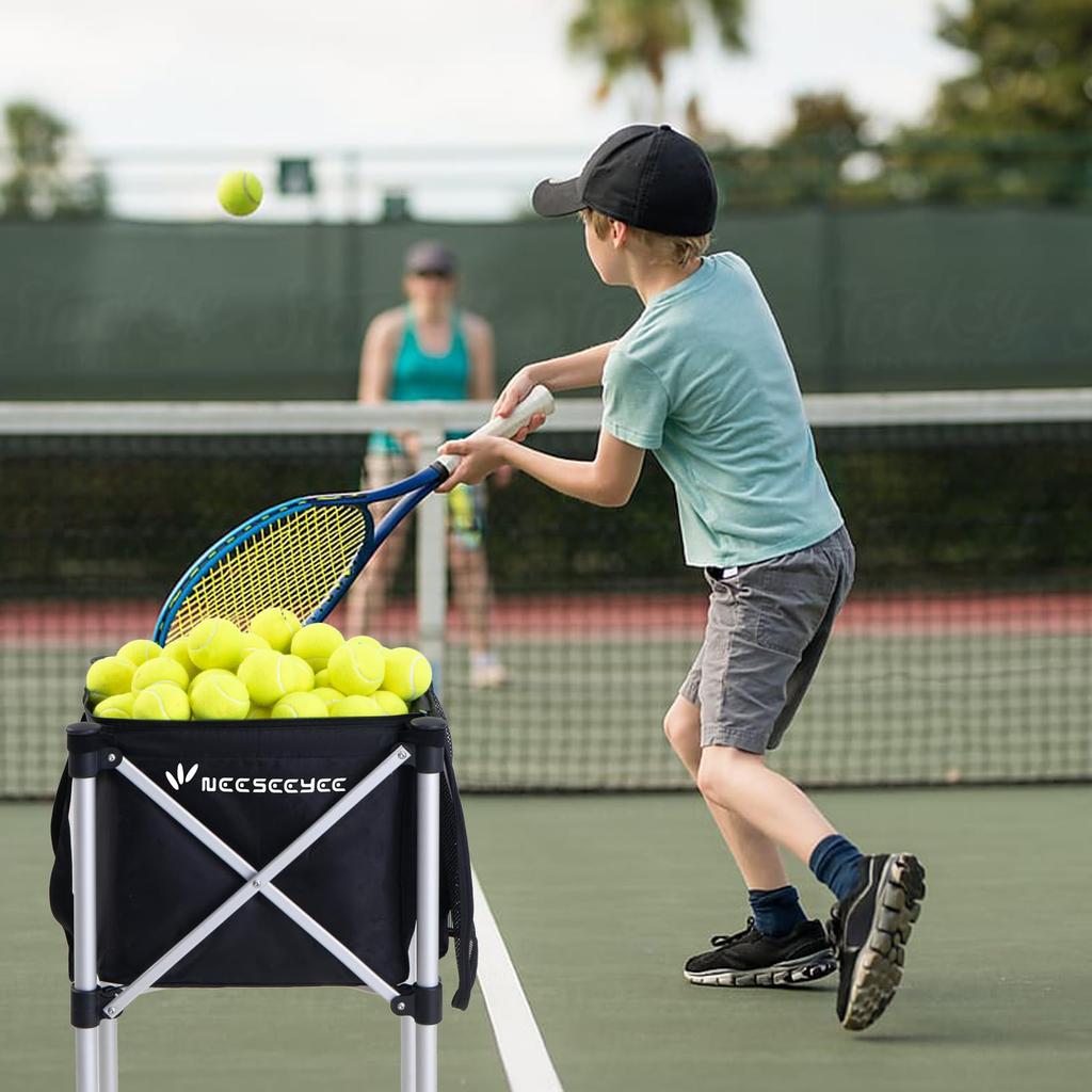 Tennis Ball Basket Holds 150 Balls Tennis Ball Basket Tennis Ball Cart Court Equipment Ball Basket Lock Pin for Practice Ball Storage Basket