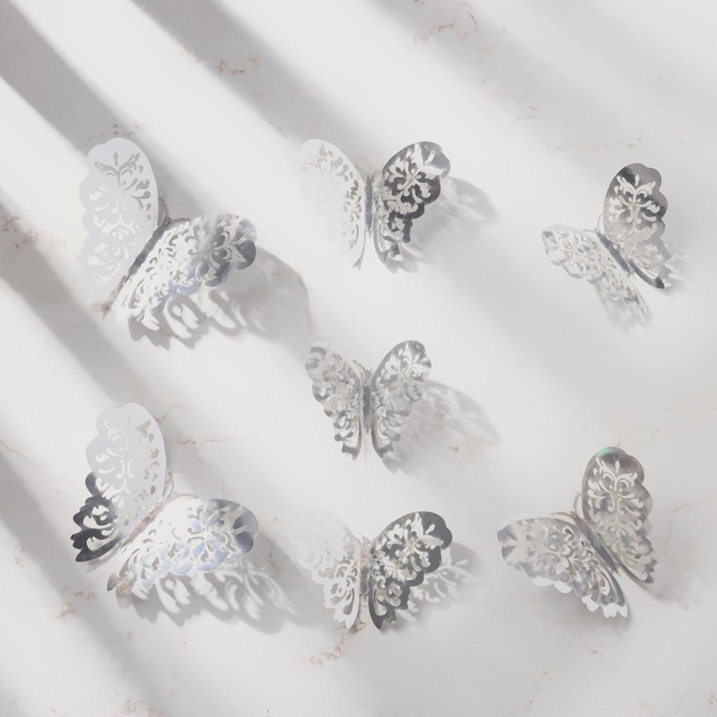 12 Pcs 3D Hollow Wall Stickers Butterfly Fridge for Home Decoration New