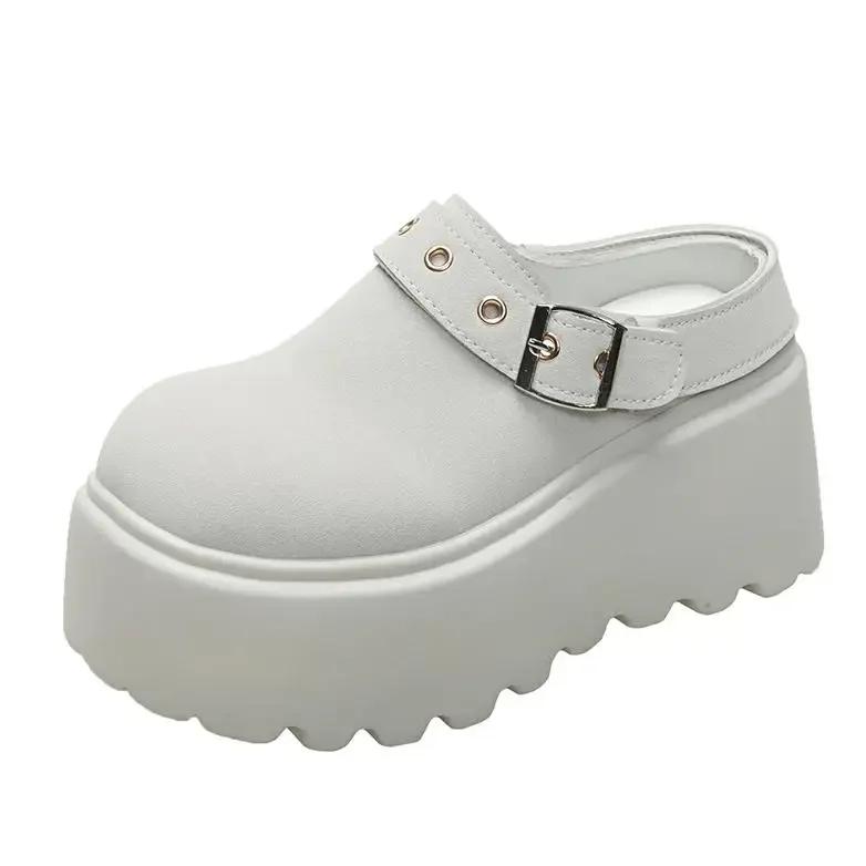 Модные женские шлепанцы-паки 8 см, платформа, балетки, бостонские клоги, сандалии, весенняя мода, уличные слипоны, пляжные сандалии, повседневная спортивная обувь