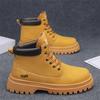 Мужские осенние ботинки Мартин в британском ретро-стиле 2025 года, желтого цвета, на толстой подошве для увеличения роста