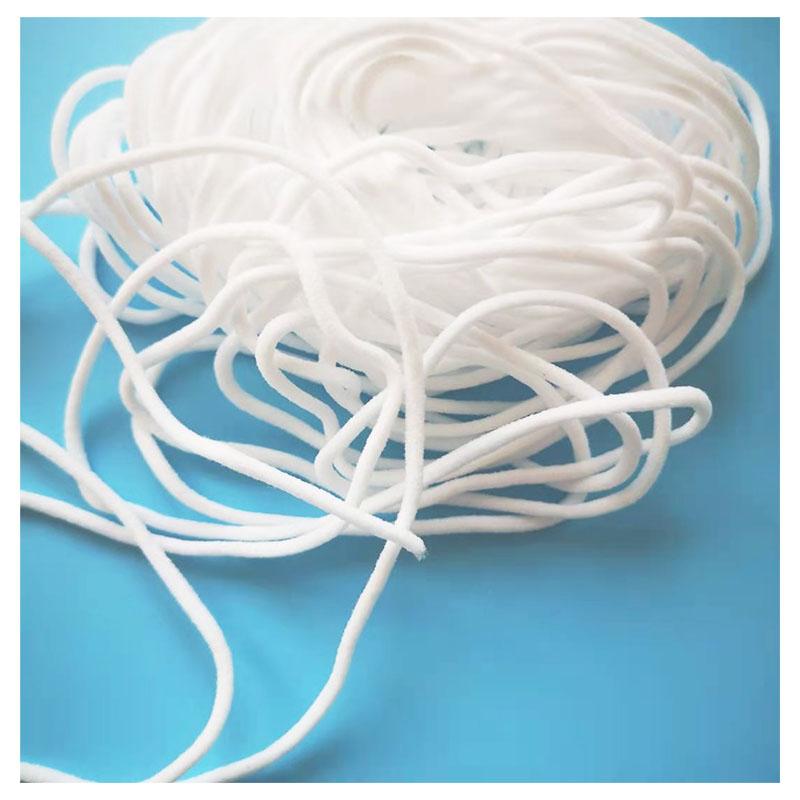 3mm 4mm White Round / Flat Polyester Ear Band Cords Spandex Nylon 5mm Earloop Elastic String for Medical FaceMask Cords