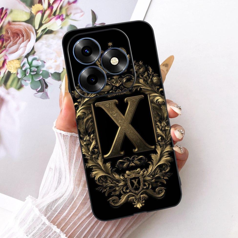 Для ITEL S23 Plus S681LN Чехол Для ITEL S23+ Чехол Силиконовый Роскошная Корона Буквы от A до Z 2D Плоский Рисунок Мягкий Чехол для Телефона