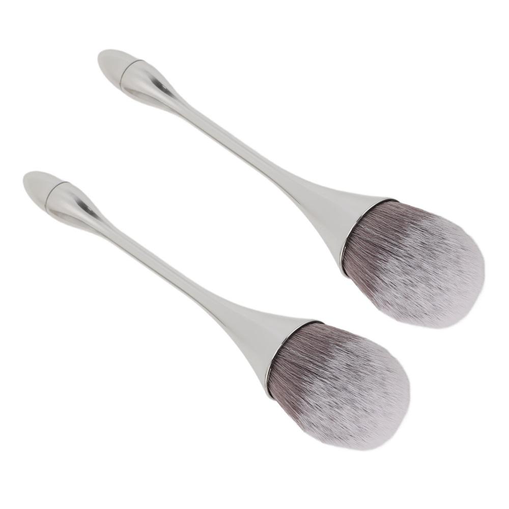 2pcs Soft Bristles Nail Art Powder Brush Ergonomic Handle Powder Remover Brush For Manicure Use