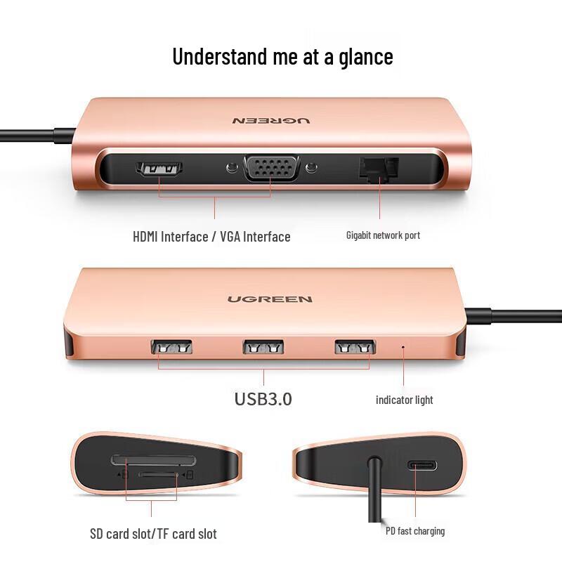 Ugreen 6-в-1 USB-C док-станция CM163