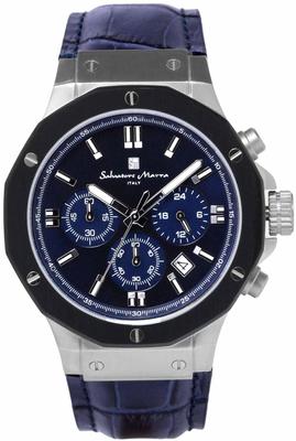 Хронограф 10 ATM водонепроницаемый кожаный ремешок Business 20th Anniversary Limited Model Blue Navy [Salvatore Mara] мужские SM18117-SSBL
