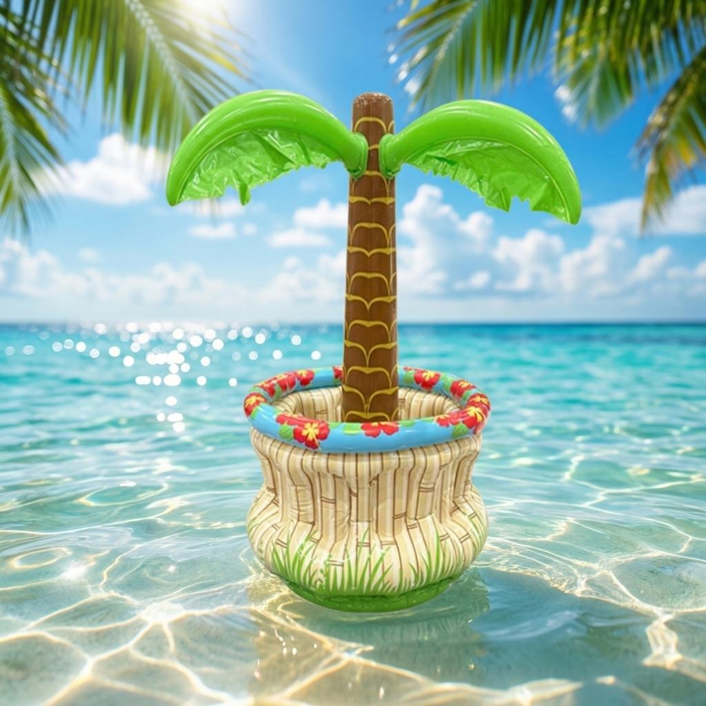 Inflatable Tree Cooler, Hawaiian Luau Party Drink Holder, Floating Pool Beverage Bucket For Summer Beach, Pool Party & BBQ