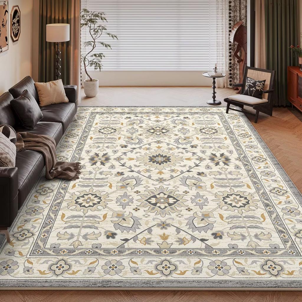 Persian Retro Soft Carpet Plush Floor Mats Non-slip Easy Clean Large Area Rug for Living Room Bedroom Home Decoration