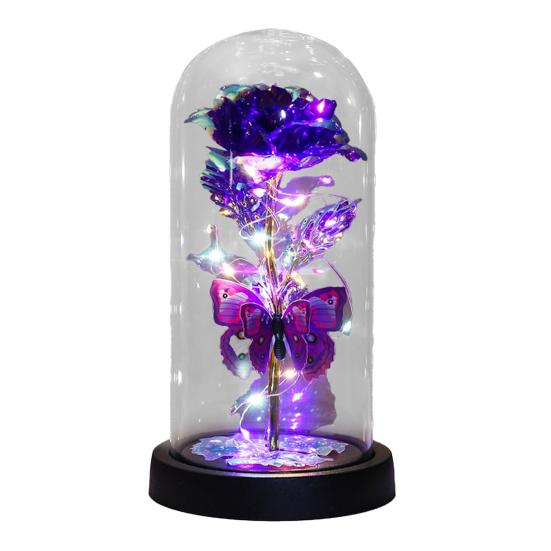 Вечная роза в куполе со светодиодной подсветкой Романтическая светящаяся искусственная роза Подарок для жены, девушки, бабушки на годовщину, день рождения, День святого Валентина, праздник