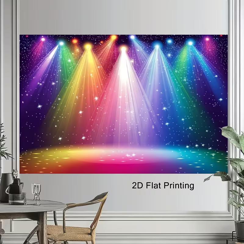 Rainbow Stage Spotlight Photo Booth Background, Starry Light Curtain Backdrop for Music Performances