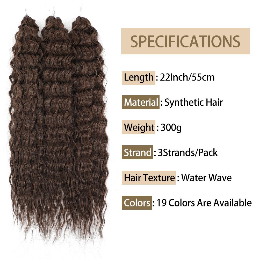 For Twist Crochet Synthetic High-Temp Machine Double Weft 22 Inches 300g 3Pcs/Lot#1B #4 BUG2 Water Wave Extensions Braid