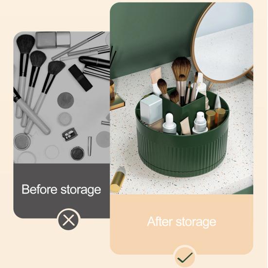 Ящик для хранения косметики на столешнице, поворотный стол на 360 градусов, большая вместимость, 5 отделений, многофункциональная кисточка для макияжа, органайзер для губной помады, держатель-контейнер