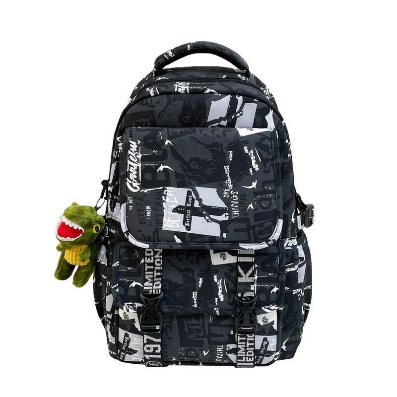 Junior high school college student schoolbag female graffiti backpack large capacity trendy cool boys fashion high value travel backpack
