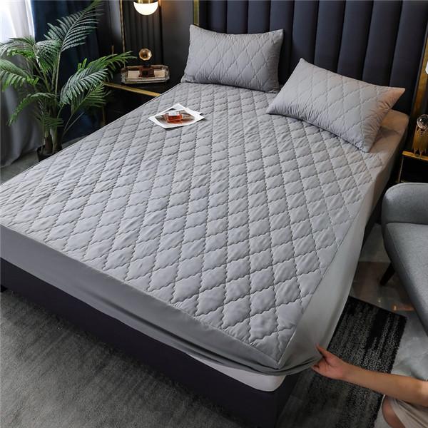 Стеганая водонепроницаемая простыня с эластичными защитными простынями для постельного белья, наматрасник, сплошное цветное постельное белье (Нет наволочки)