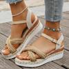 Fashion Plus Size Women Wedges Sandals Bohemian Summer Platform Shoes for Women Thick Bottom Embroidery Lightweight Rome Sandals Women