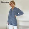 Cinemore Весенне-осенний женский свитер однотонный свободный повседневный открытый карман теплый базовый топ с длинными рукавами и круглым вырезом трикотажная карточка