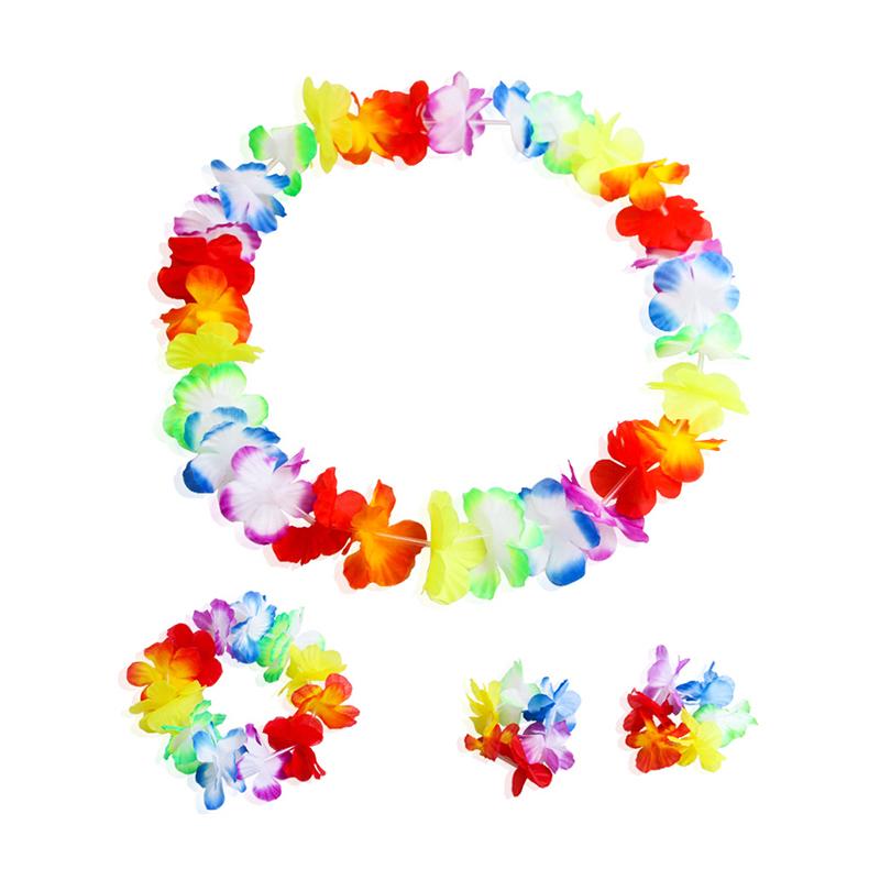 4 шт./набор Гавайские искусственные цветы Леи Ожерелье Гирлянда Повязка на голову Свадьба День рождения Пляж Тропическая вечеринка Украшение