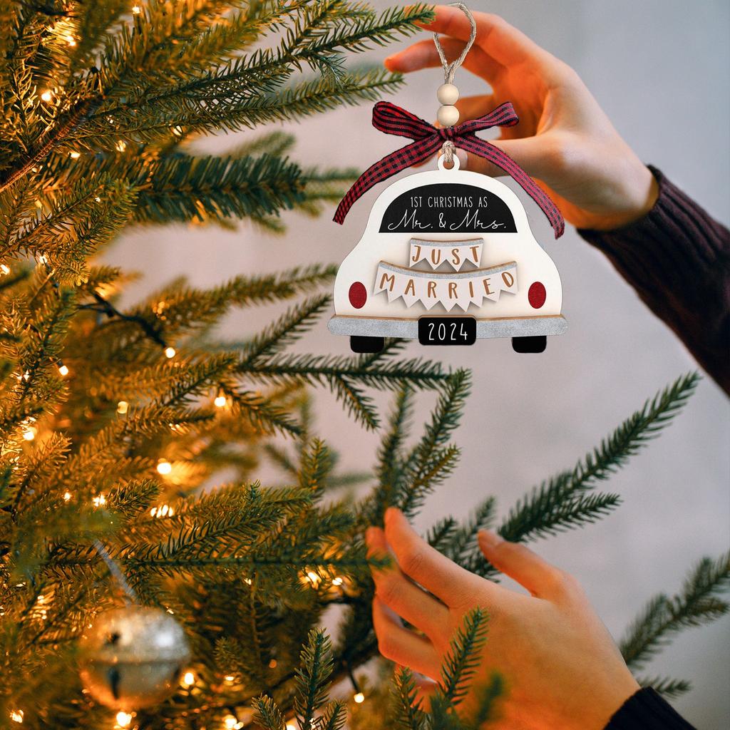 Couple Christmas Gifts 2024, Couple Wedding Gifts, Bridal Wedding Gifts - Couple First Christmas Gifts - Wooden Ornaments
