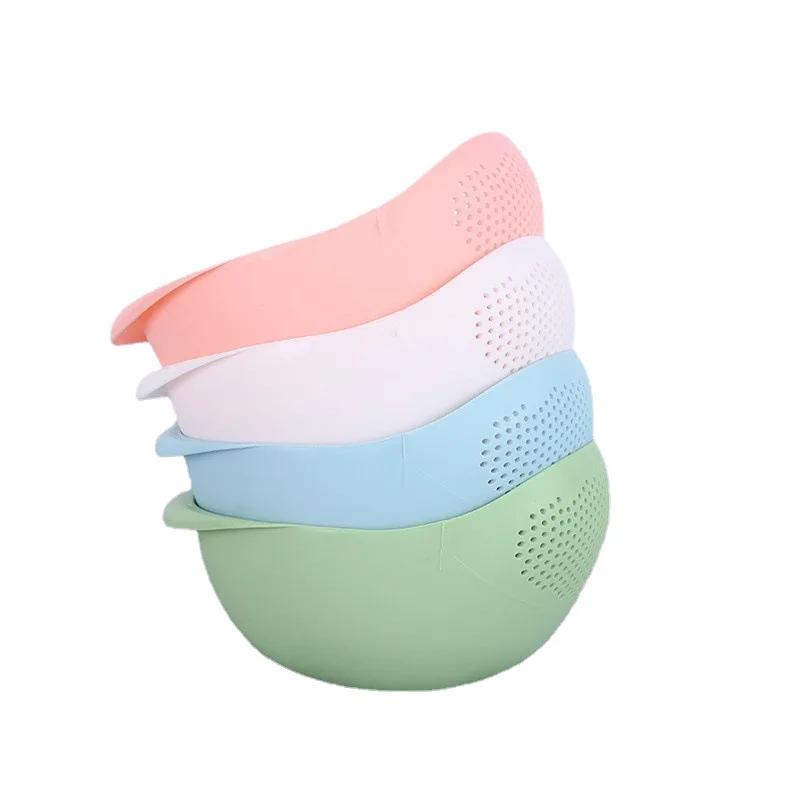 4pcs Kitchen Drain Basket Rice Sieve Plastic Colander Rice Bowl Fruit Vegetable Washing Strainer Basket Sink Drain Kitchen Tools