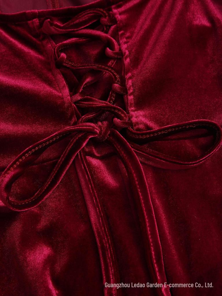 Европейско-американское ретро-платье-корсет с красным узором "рыбья кость" для Нового года и Дня святого Валентина