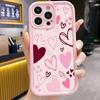 Розовый мультяшный чехол для телефона в форме сердца, подходит для iPhone 17 16 15 14 13 12 11 Pro/Max/Plus, противоударный и защищающий от падений