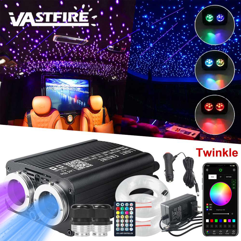 32W Twinkle Dual Port Fiber Optic Star Ceiling Kit with RGBW Meteor Effect APP Car Roof Stars Fiber Optic Starry Sky Car Ceiling