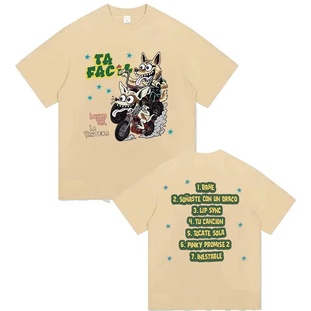 2026 Men's Hip Hop Gothic Vintage Cotton Short Sleeve Streetwear T-Shirt, Rapper Ta Facil La Panter Lucho Rk Album Graphic Print Top T-Shirt