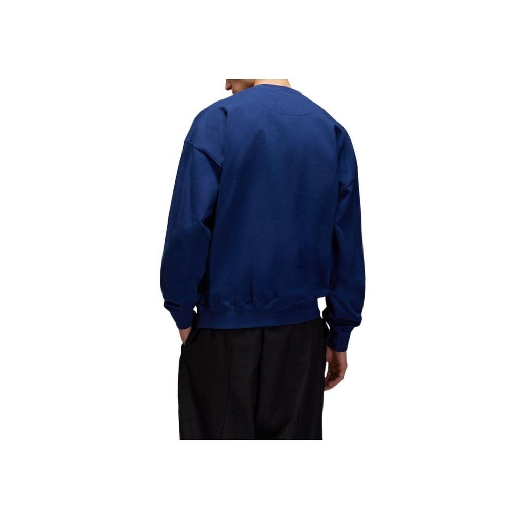 Y-3 Однотонный свитшот с круглым вырезом, спущенным плечом и длинными рукавами, мужской, темно-синий, JM7867