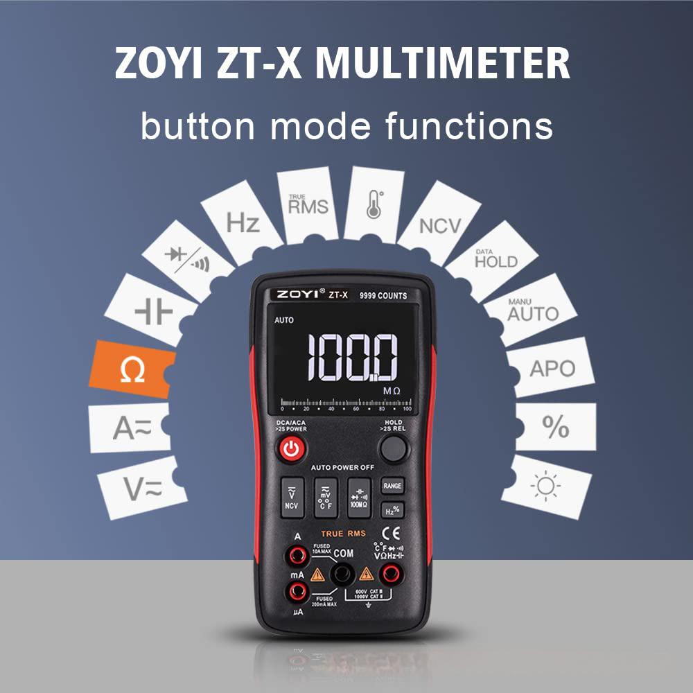 Цифровой мультиметр ZOYI ZT-X 9999 отсчетов True RMS Автоматический выбор диапазона Автоматическое отключение питания с функцией NCV и функцией удержания данных для электрических измерений