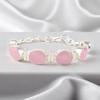 Rose Chalcedony Gemstone 925 Sterling Silver Jewelry Handmade Chain Bracelet 8" RB-4-19