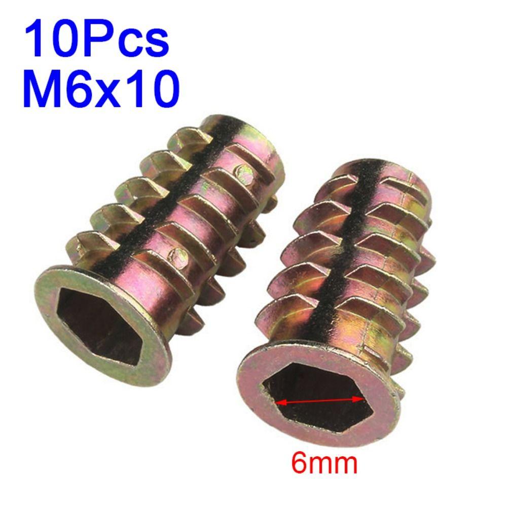 10pcs/lot Zinc Alloy Hexagonal Trapezoid Nuts Hex Drive Head Wood Insert Hardware Hex Nut  Durable