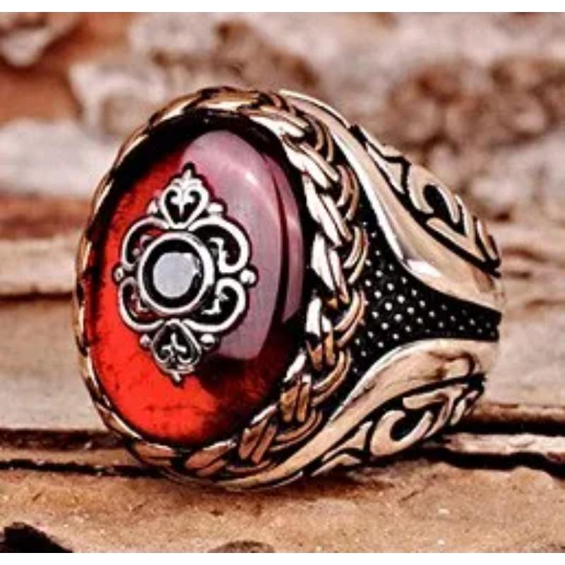 Мужское кольцо в стиле ретро Punkboy с жаждущим узором, черное кольцо в форме яйца с кристаллами серебряного цвета для мужских вечеринок, ювелирные изделия, размер 6-13