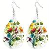 Красочные Серьги из ПУ кожи с узорами из цветов, веток и листьев для женщин, элегантные и очаровательные, ювелирные украшения, подходящие для фестивалей, банкетов