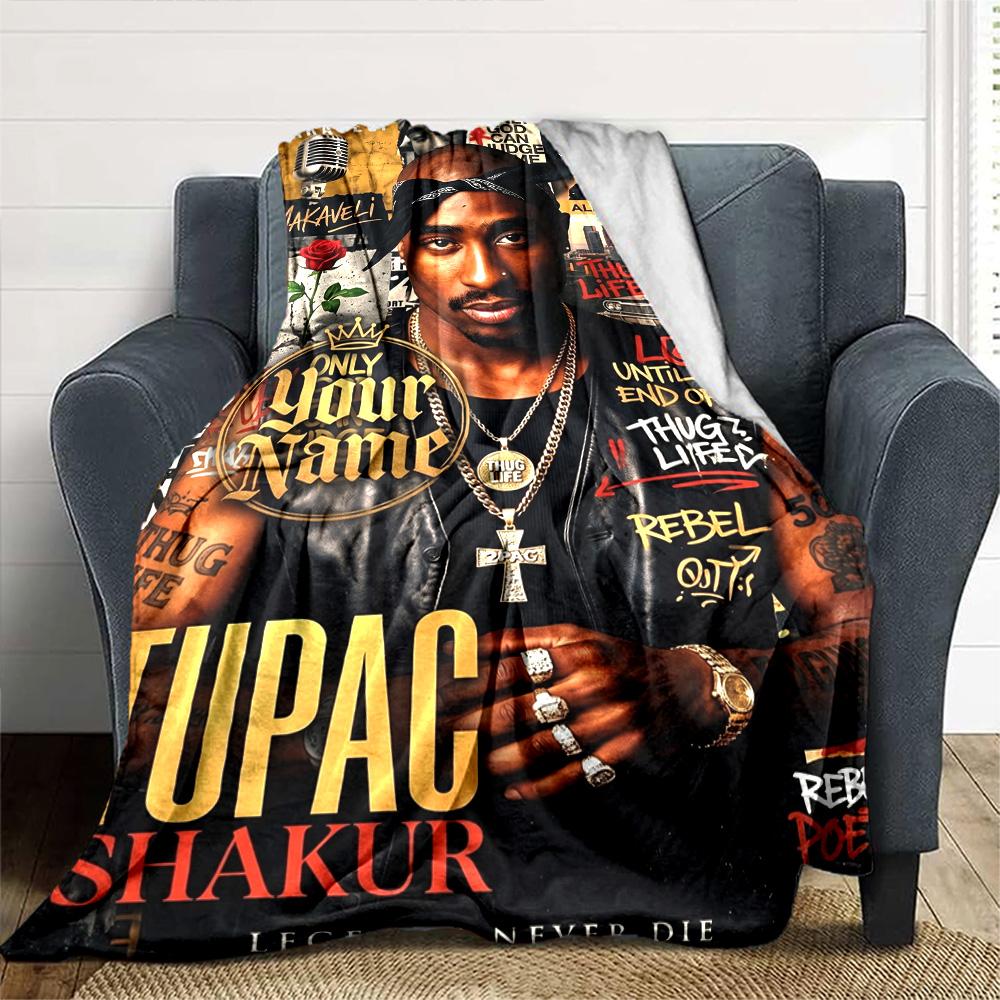2pac Customize Your Name Blanket Gift Customizable Blanket Ultra-Soft Suitable for Couch Office Nap Living Room Four Seasons Multipurpose