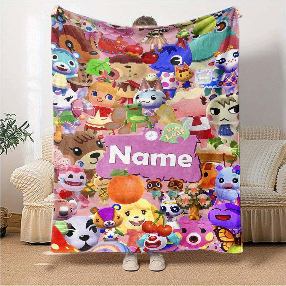 Customiz Name Personality Animal Crossing (2) Blanket Soft &Warm Sofa Office Bed Travel Lunch Break Blanket, Gift Suitable for All Seasons
