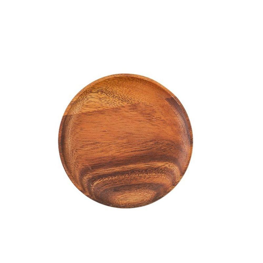 Wood 1Pcs Durable Tableware Unbreakable Vintage Dinner Plate Fruits Dishes Platter Serving Tray
