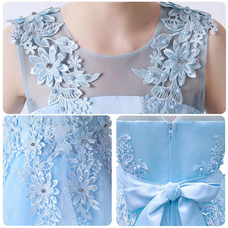 Платье для девочки-цветочницы на свадьбу, детское, из тюля, длинное платье принцессы, платья для танцев для папы и дочери, кружевные вышитые платья для девочек
