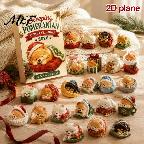 Christmas Tree Pendant Dog Advent Calendars 2026, Cute 24 Days Countdown Acrylic Hanging Decorations Calendar, 2D Collectible Figures for Lovers,