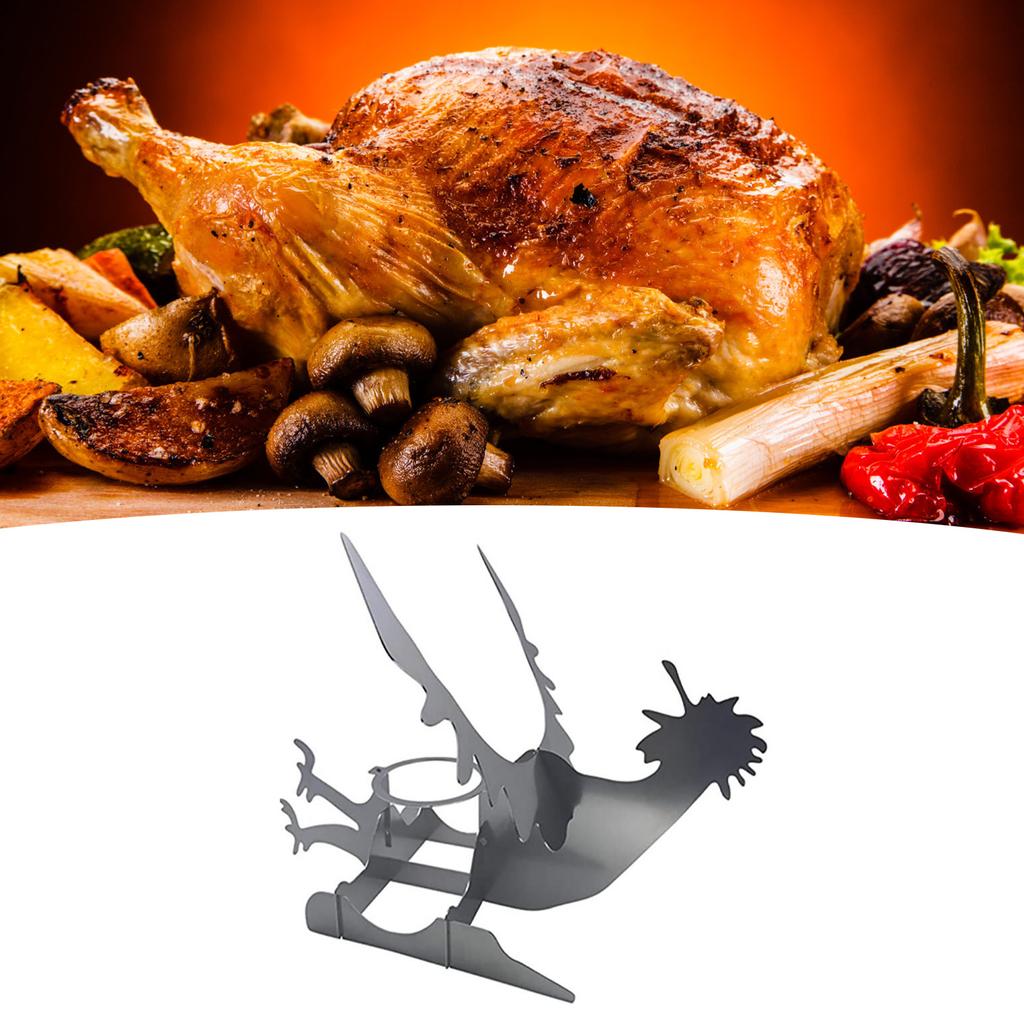 Motorcycle BBQ Rack Stainless Steel Chicken Stand Beer Chicken Roaster Stand for Outdoor Barbecue Camping