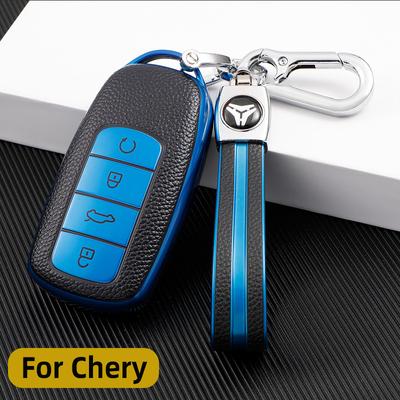 Чехол для автомобильного ключа из мягкой кожи TPU с 4 кнопками для Chery Tiggo 8 Pro 2021 2022, чехол для автомобильного ключа, защитная сумка для брелока, аксессуары