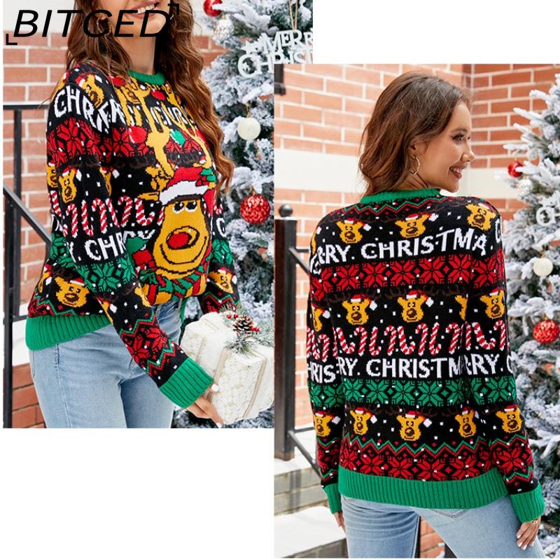 BITCED Повседневный рождественский пуловер со снеговиком, осенне-зимний мультяшный рождественский трикотаж с альпакой