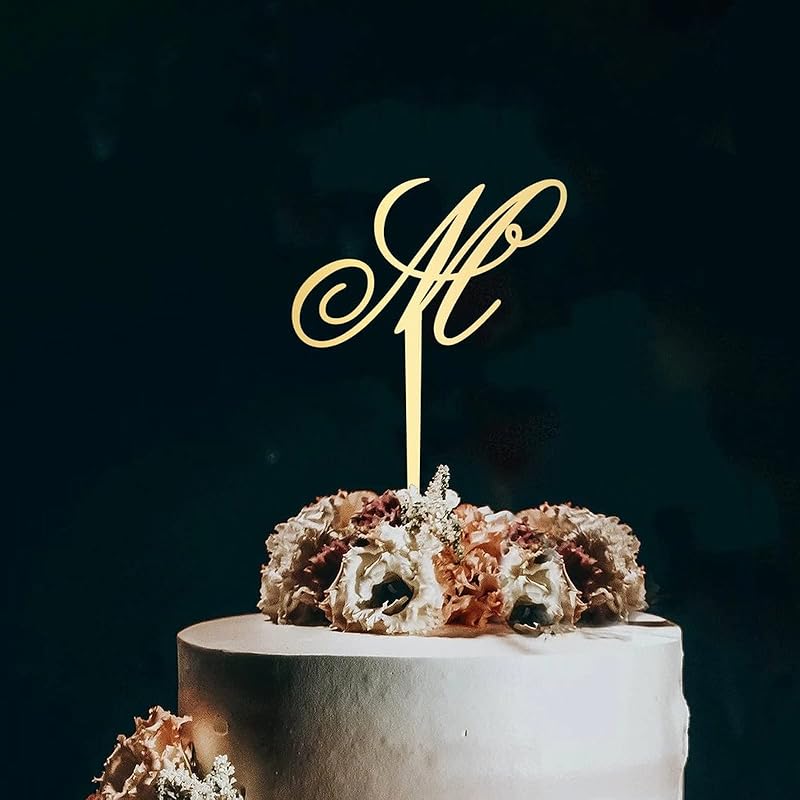 Топпер для торта с первой буквой K, монограмма, акриловый топпер для кексов, забавные аксессуары для торта для украшения свадебной годовщины, дня рождения, вечеринки, зеркальное золото
