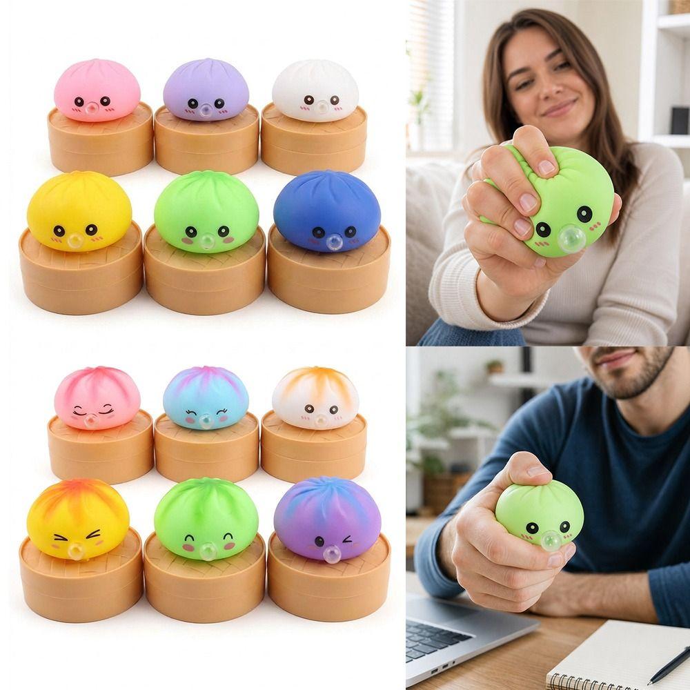1pc Soft Decompression Squeeze Fidget Steamed Stuffed Bun Squishy Pinch  Relaxation Tool
